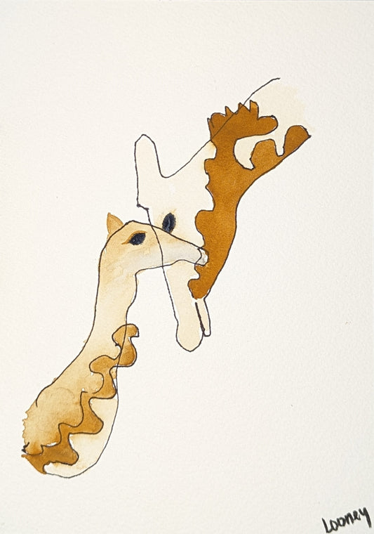 Fine Art Print - Blind Contour Giraffes 6x8 with Border