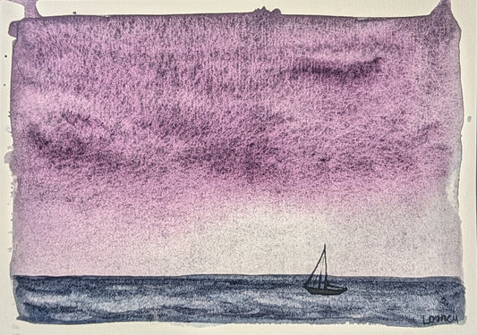 Fine Art Print - Purple Sky Sailboat 5x7 with border