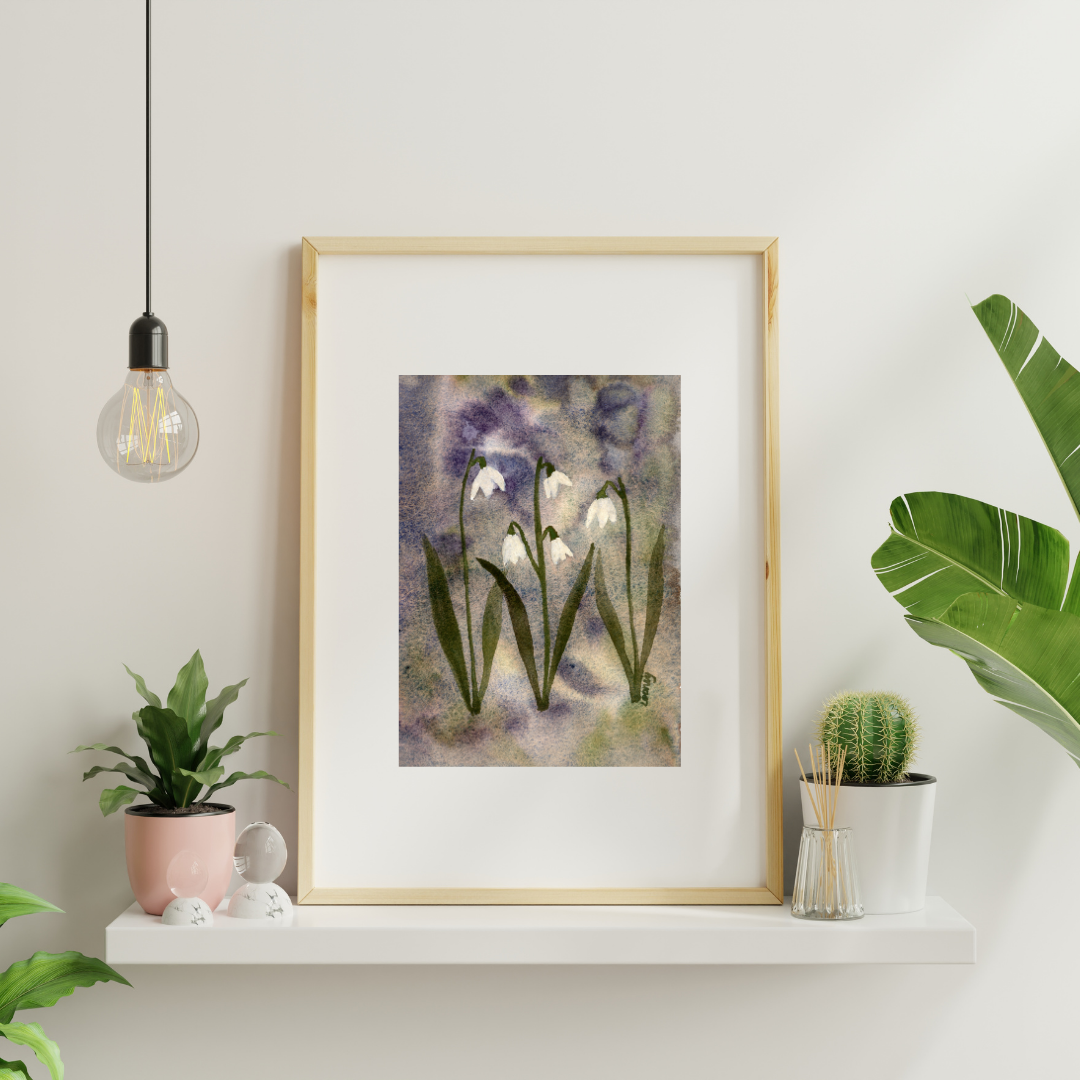 Fine Art Embellished Print - Snowdrops 5x7
