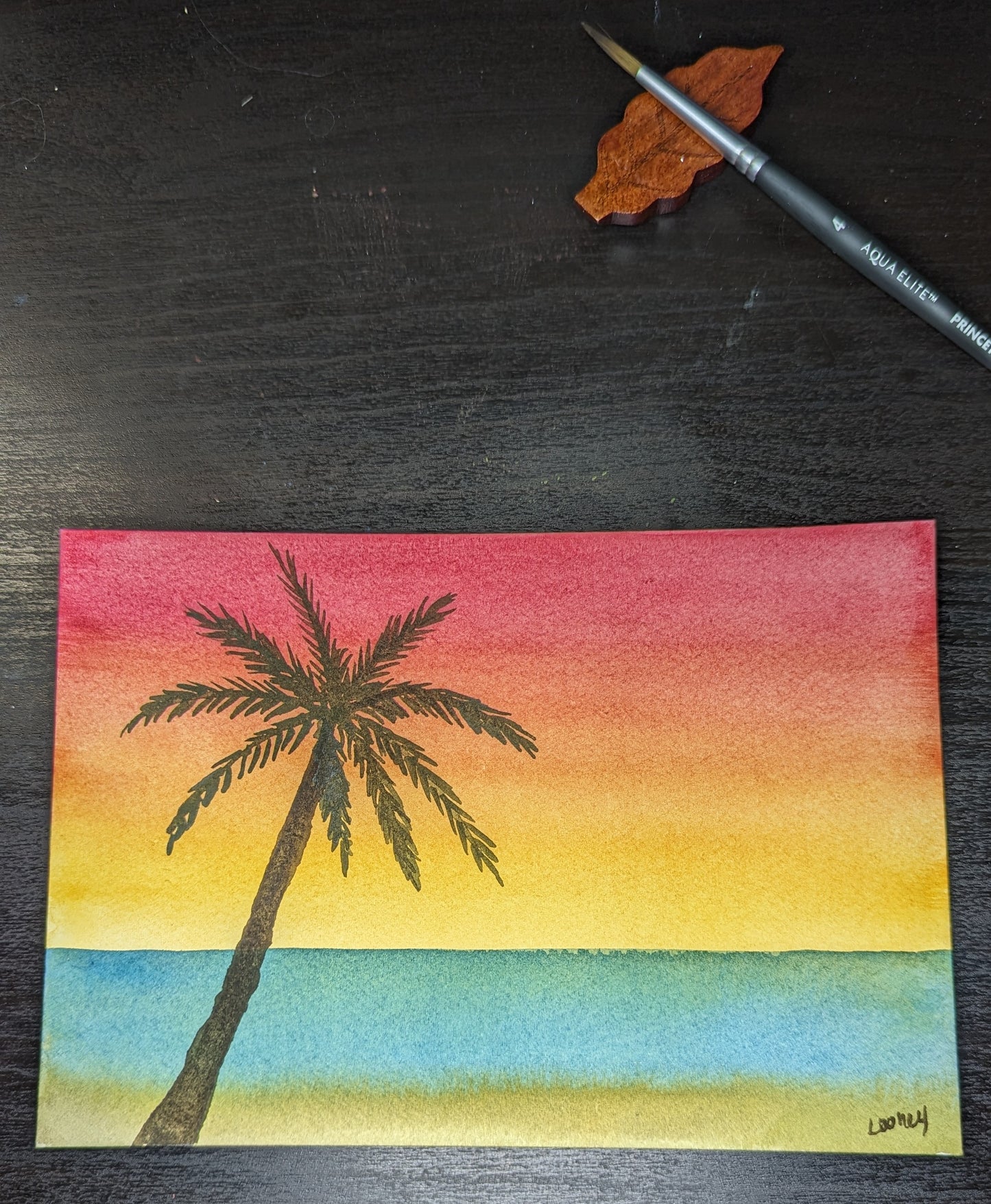 Original Painting - Tropical Sunset 7x5