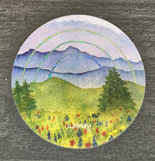 Vinyl Sticker - Glittery Mountain Meadow