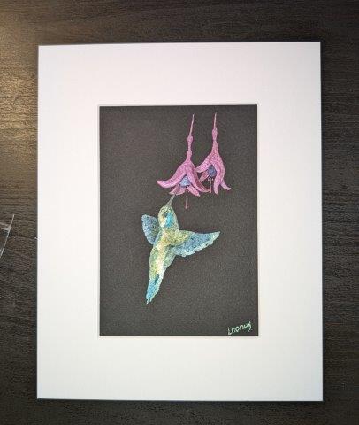 Original painting - Hummingbird on Black paper