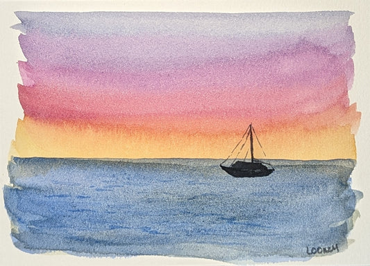 Print - Rainbow Sky Sailboat 4x6