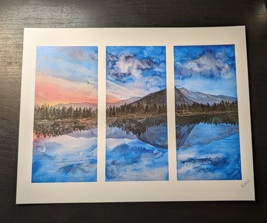 Print - Mountains and Reflection Through the Window 11x8.5