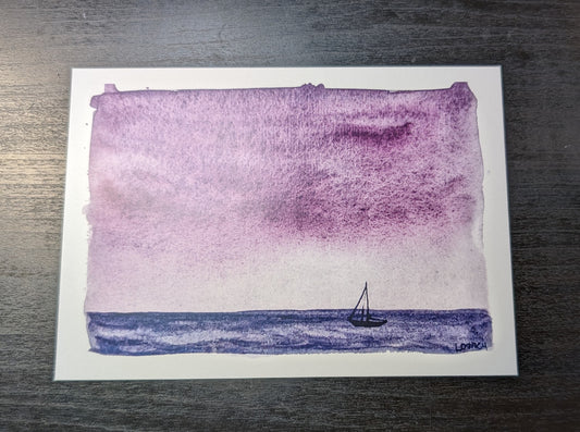 Print - Purple Sky Sailboat 5x7