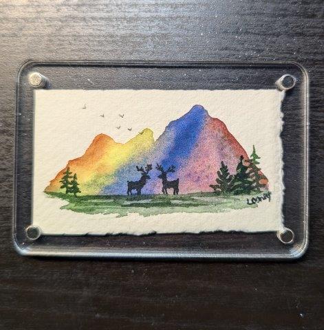 Tiny Original Paintings in Magnetic Frames